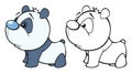 Vector Illustration of a Cute Cartoon Character Panda for you Design and Computer Game. Coloring Book Outline Set Royalty Free Stock Photo